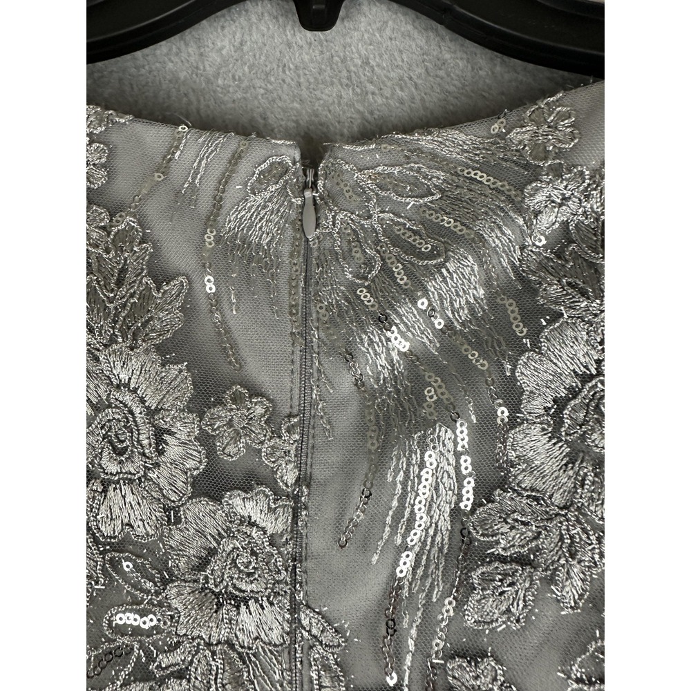 Alex Evenings Dress Womens 8 Silver Sequin Lace A-Line Formal Maxi Gown NWT - Picture 10 of 11